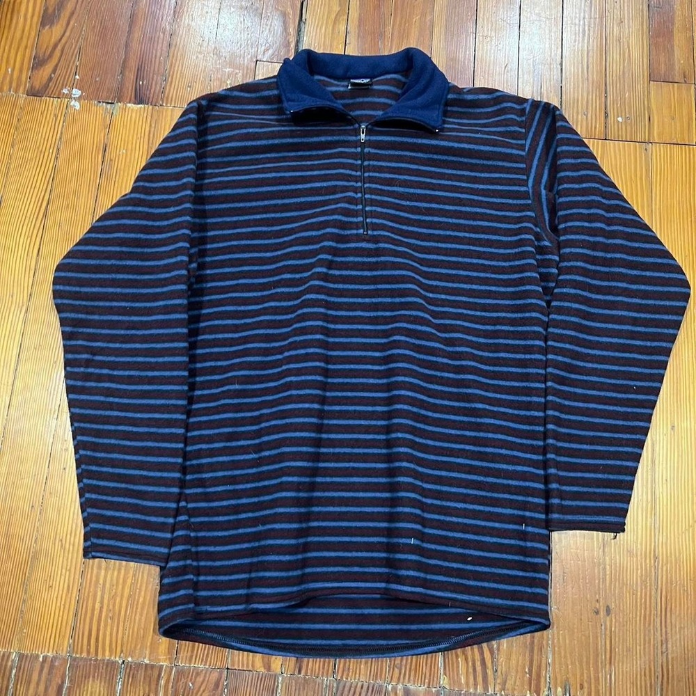 1990s retro Patagonia Capilene striped quarter zip fleece sweater Size L